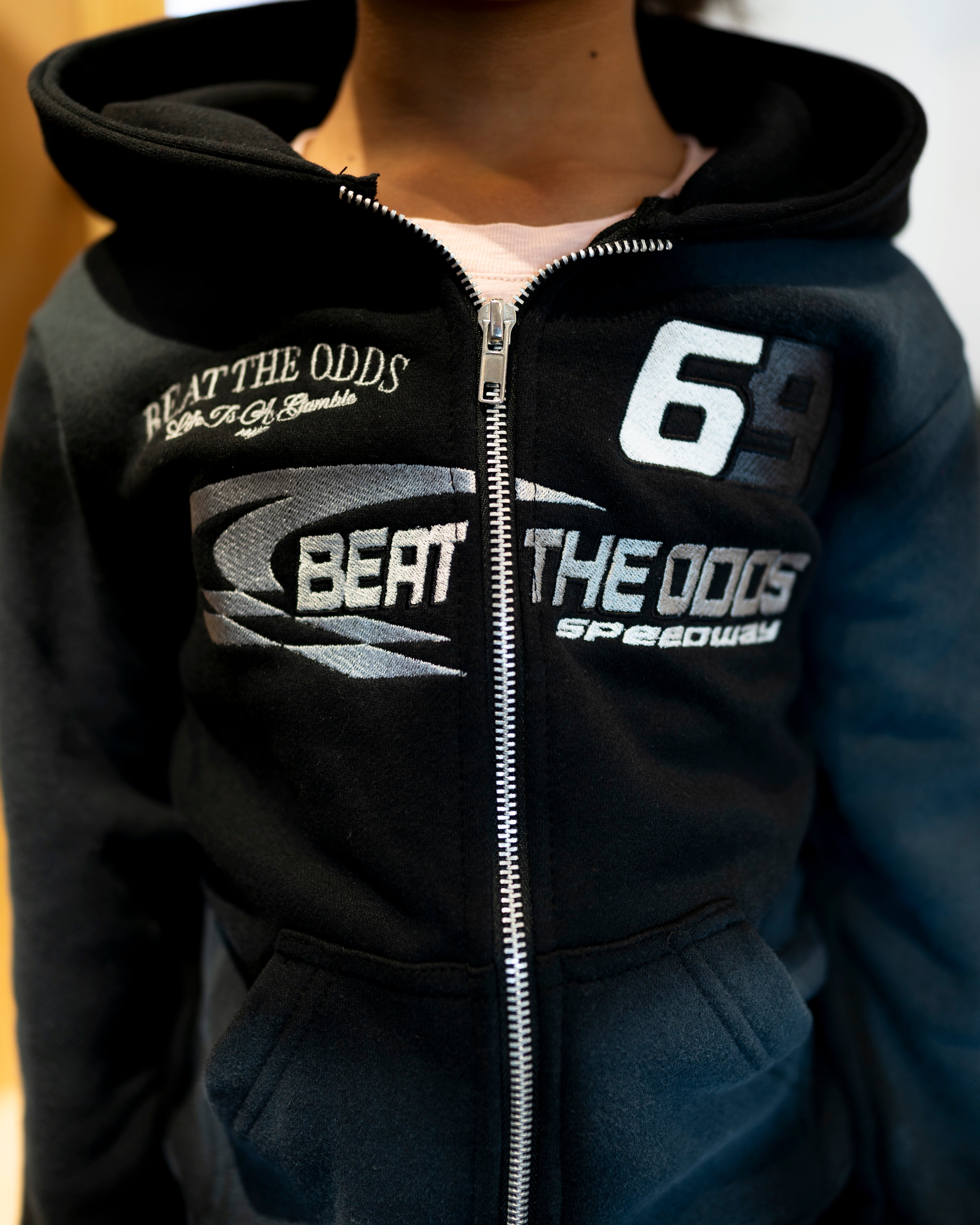 Kids black speedway hoodie